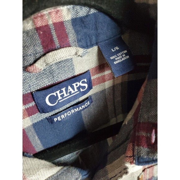 Chaps Performance Button Up Shirt Men's Large Long Sleeve Multicolor Plaid - Picture 2 of 6